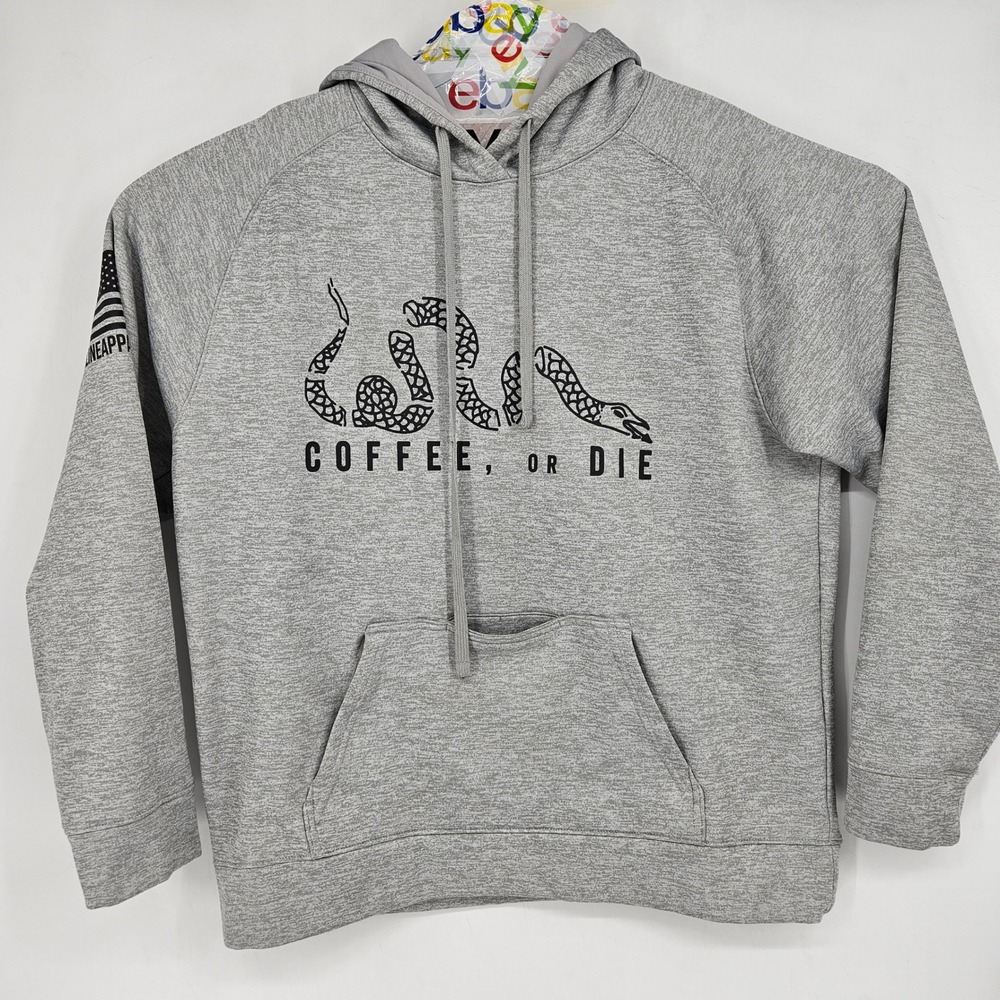Nine Line Hoodie Mens Extra Large Apparel Pullover Gray Coffee Graphic Patriotic